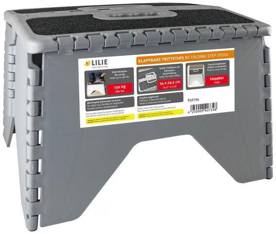 Lilie, gradino pieghevole, antiscivolo, 29,5 x 23 x 34 cm, grigio