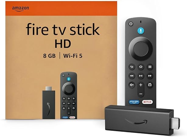 Amazon Fire TV Stick HD 8Gb TV gratuita e in diretta, telecomando vocale Alexa, alimentazione tramite TV, configurazione semplice, trova serie TV più velocemente con Alexa+